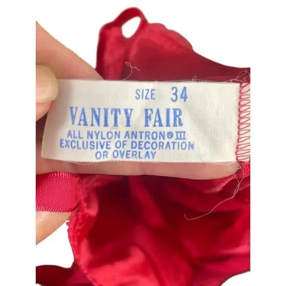 Vintage Vanity Fair Red Sheer Lace Sexy Lingerie Cami Women's Size 34 - Picture 6 of 6